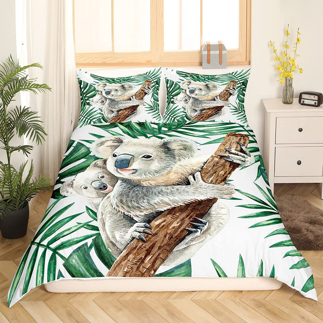 Homewish Koala Bettbezug Palme Bettwäsche Set Karikatur Tierwelt Tier Trösterbezug 155x220 für Kinde