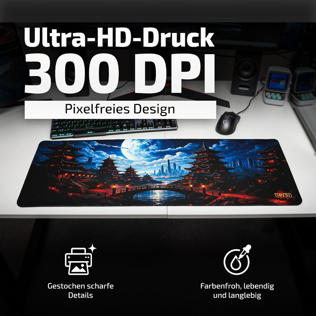 Tilt Gaming Mauspad 800x300 mm - 4 mm rutschfeste Schreibtischunterlage Gross - Speed-Oberfläche &amp; H