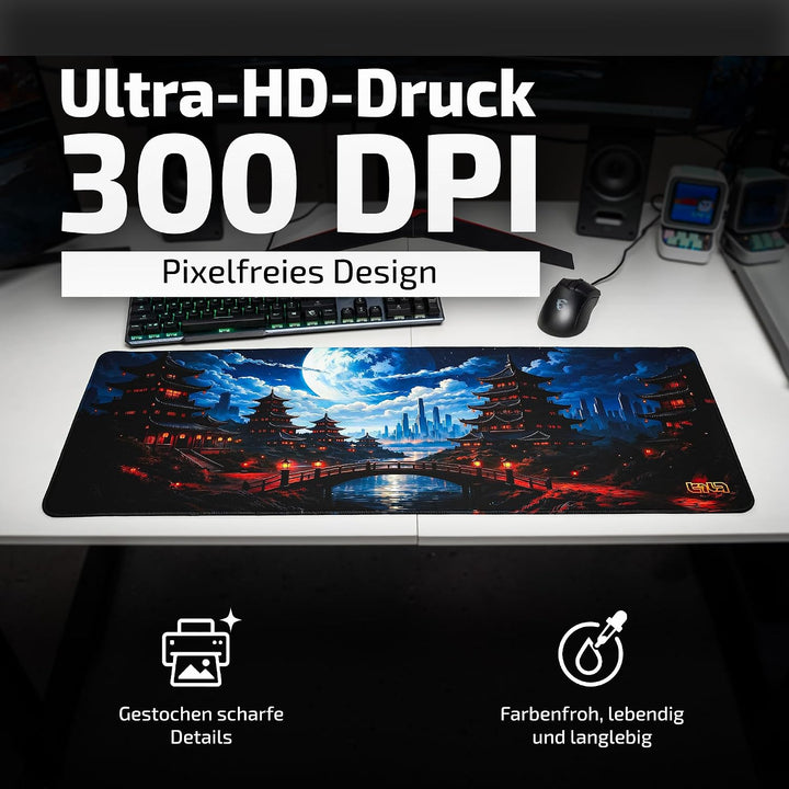 Tilt Gaming Mauspad 800x300 mm - 4 mm rutschfeste Schreibtischunterlage Gross - Speed-Oberfläche &amp; H