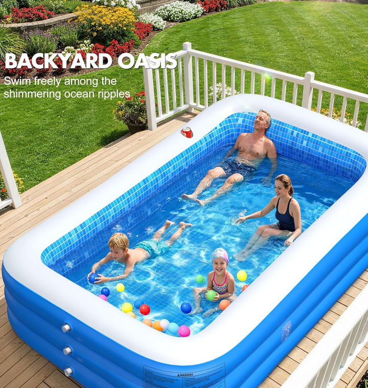 LanOcean Aufblasbarer Pool mit Sonnenschirm, 280*160*50CM Rechteckig Planschbecken für Kinder Gross,