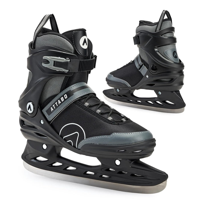ATTABO Tore Herren-Schlittschuhe | Freizeit-Eislaufschuhe Schwarz | Stabiler Knöchelhalt, rostfreie