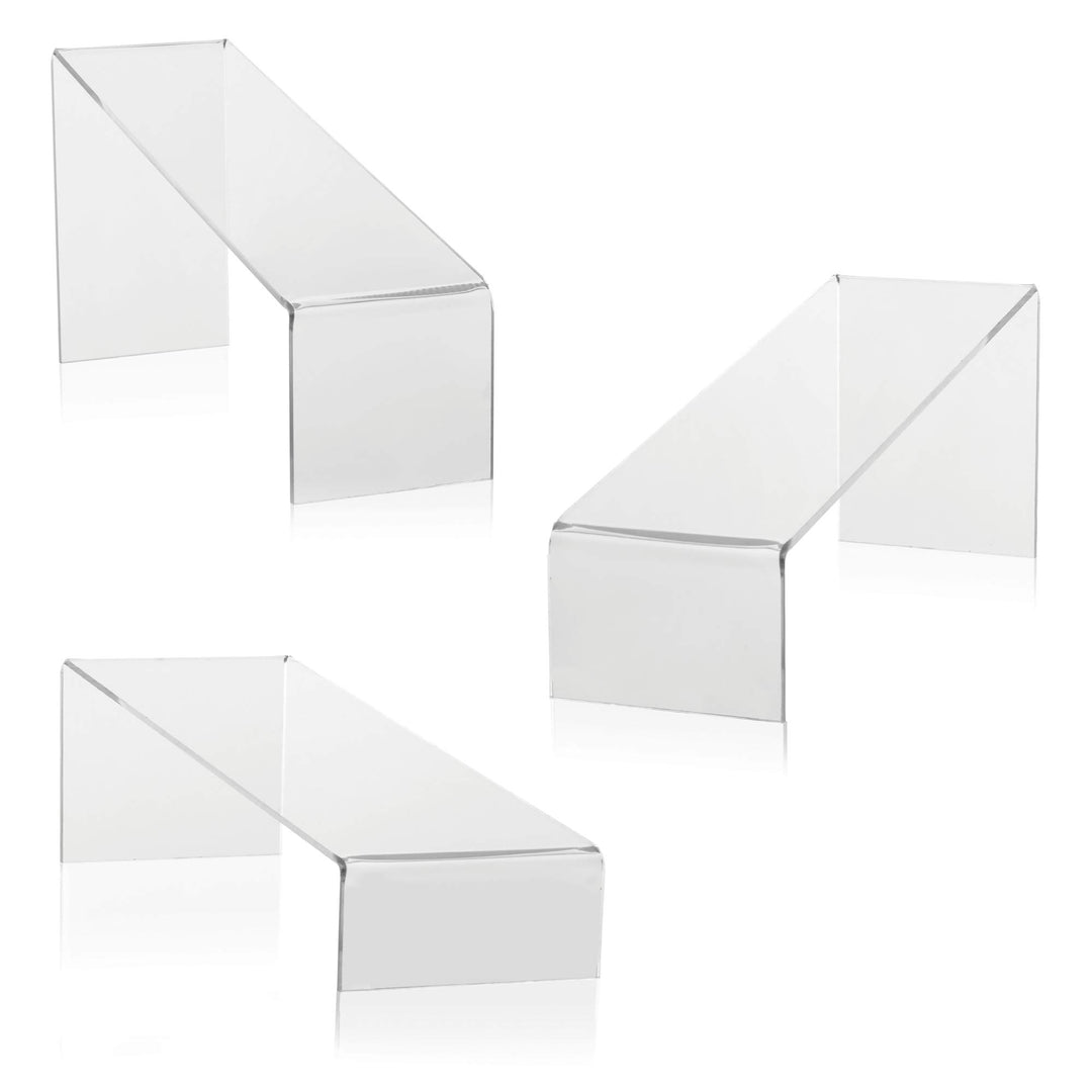 Warenträger-Set als Schuhständer (schräg) und Präsentationsdisplay, transparenter Verkaufsständer, D