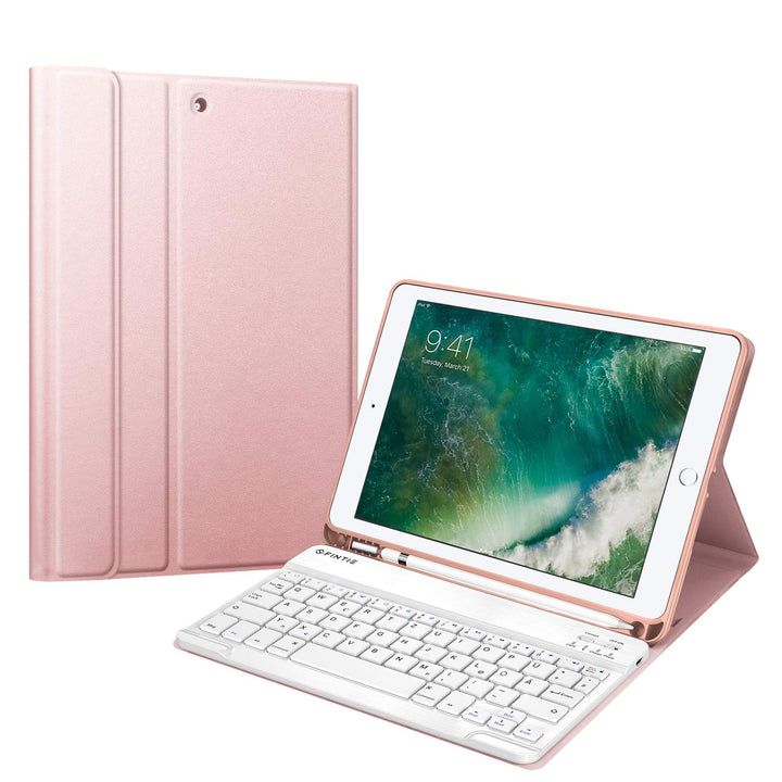 Fintie Tastatur Hülle für iPad 9.7 2018 (6. Generation), Soft TPU Rückseite Gehäuse Keyboard Case mi