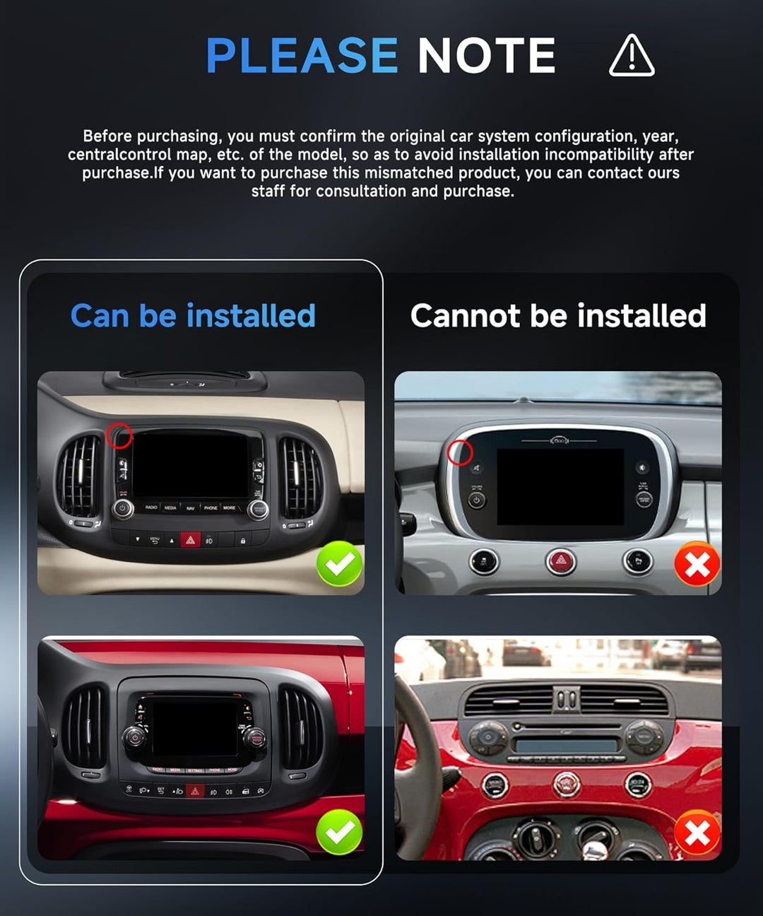4G+64G Rimoody Android Autoradio für FIAT 500L 2013-2019 7 Zoll Wireless Carplay Stereo Auto mit And