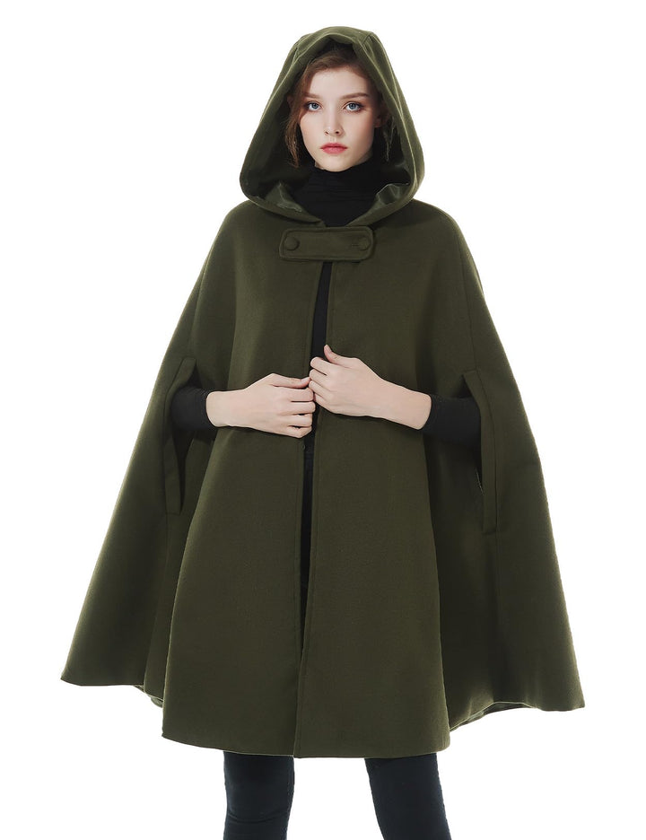 BEAUTELICATE Umhang mit Kapuze Mantel Wollmischung Damen Poncho Cape Lose Trenchcoat Outwear Hochzei