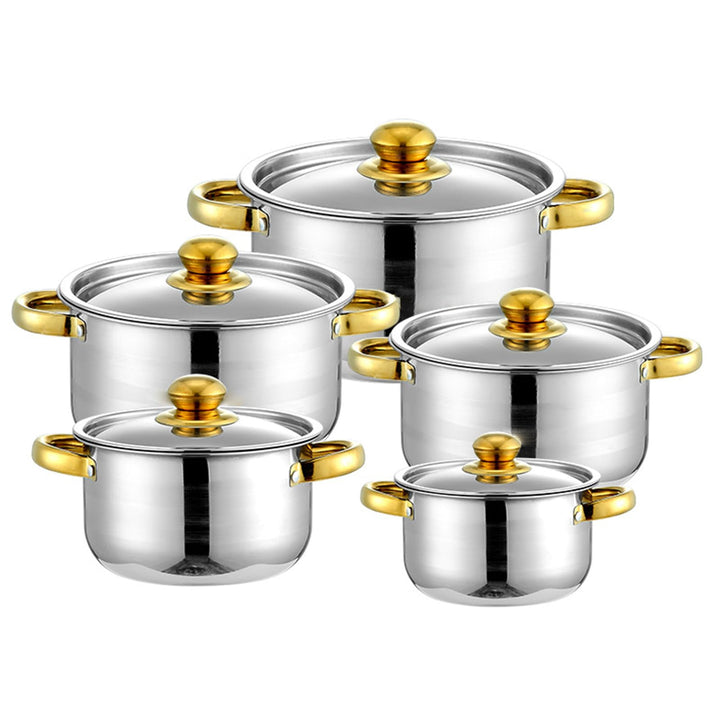 Topfset Kochtopf Set mit Glasdeckel Edelstahltöpfe 5 Töpfe mit 5 Deckeln Doppelgriff Topf für Zuhaus