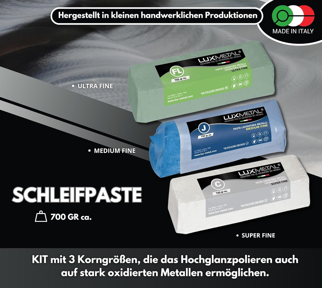 Lux Metal 3 Polierpaste 700 g (FL-C-J) Ultrafein Fein Mittel Schleifpaste Für spiegelnden Glanz Auf