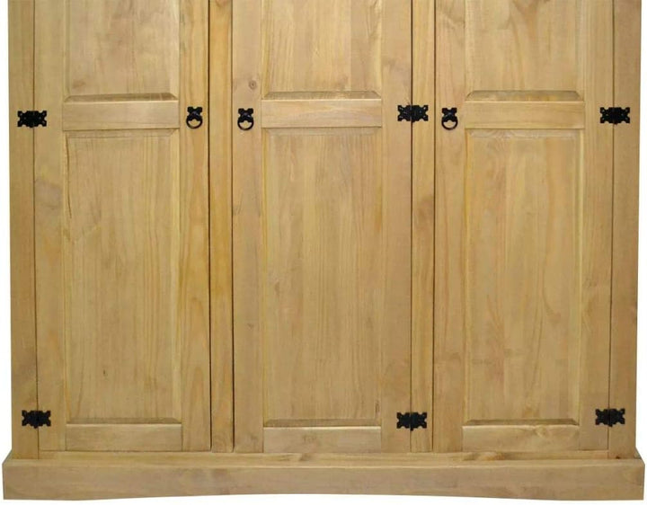 Tidyard Garderobenschrank Dielenschrank Kleiderschrank mit 3 Türen, im Mexiko-Stil, aus Kiefernholz,
