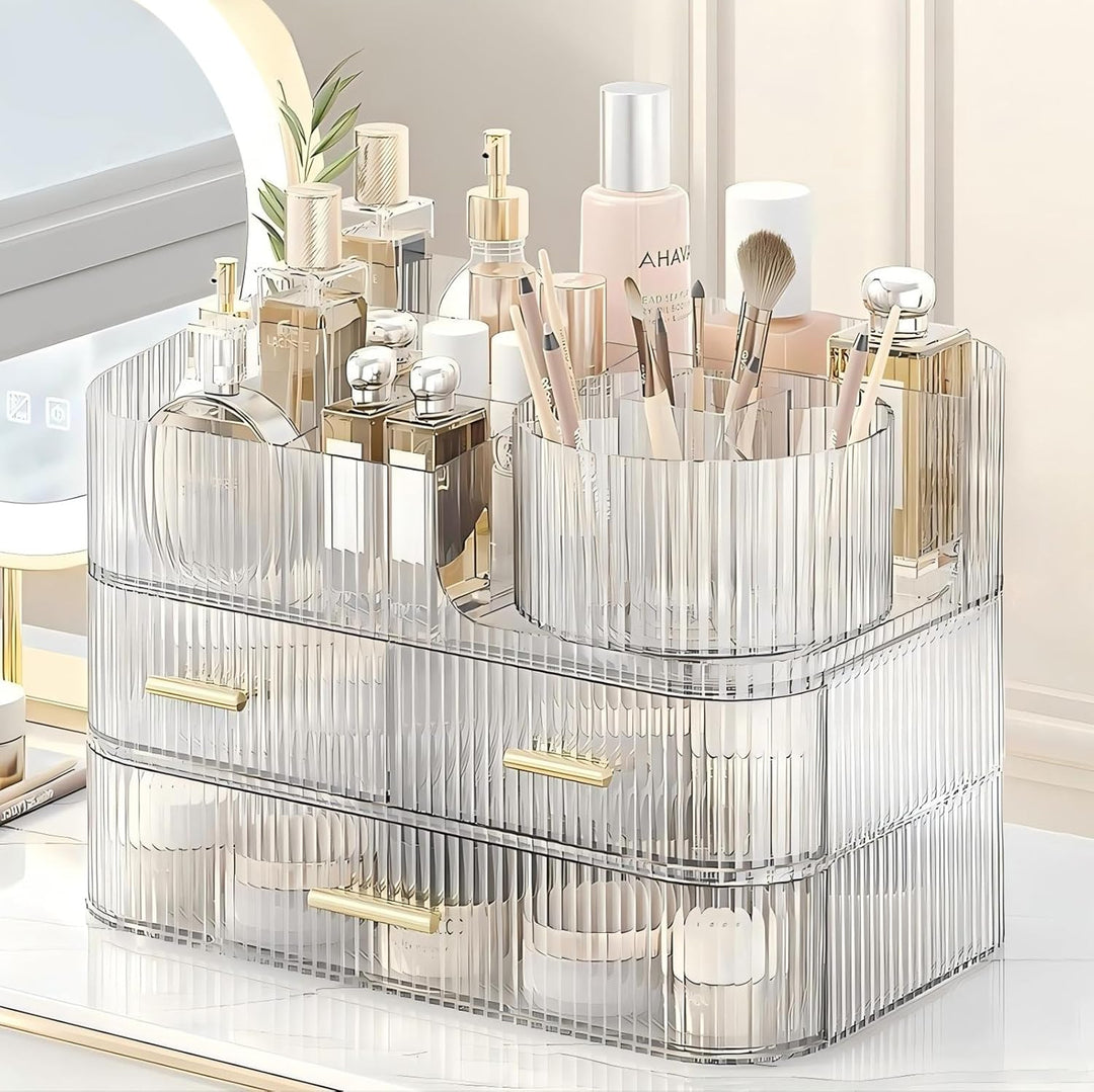 DASITON Make Up Kosmetik Organizer, 360° Drehbar Make Up Pinsel Organizer, Grosser Kosmetik Aufbewah