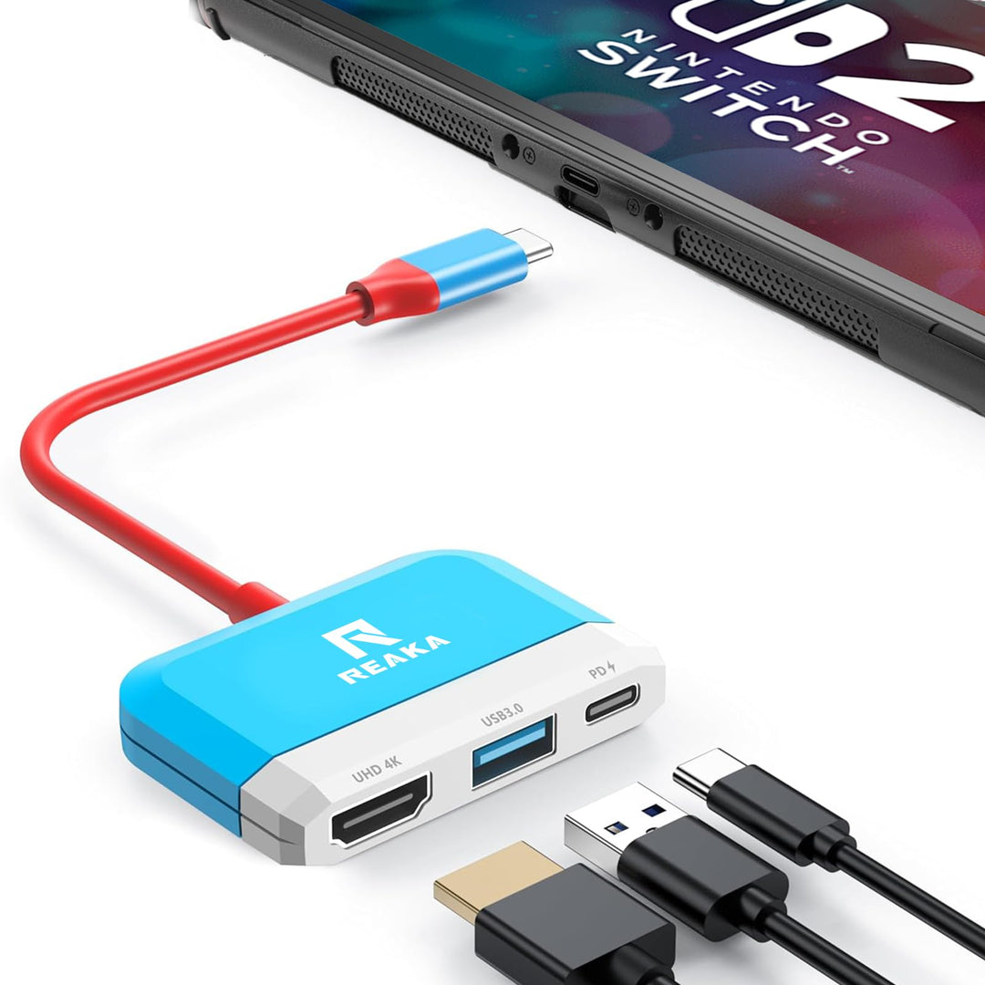 RREAKA Switch 2 Dock Replacement for Nintendo Switch 1&2 Dock, Switch TV Adapter with 4K@60Hz HDMI,
