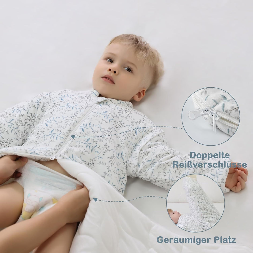 MIKAFEN Schlafsack baby 3.5 Tog Baby Winter Schlafsack Kinder Schlafsaecke aus Bio Baumwolle Verschi
