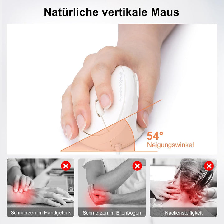 SANWA Ergonomische Maus mit Kabel, Optische Vertikale Maus für Kleine bis Mittelgrosse Hände, 1000/1