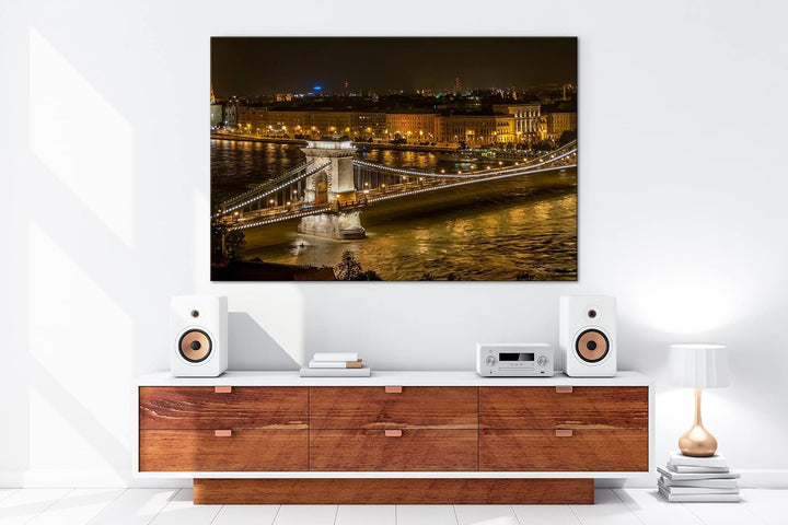 deyoli Kettenbrücke im schönen Budapest im Format: 60x40 als Leinwandbild, Motiv fertig gerahmt auf