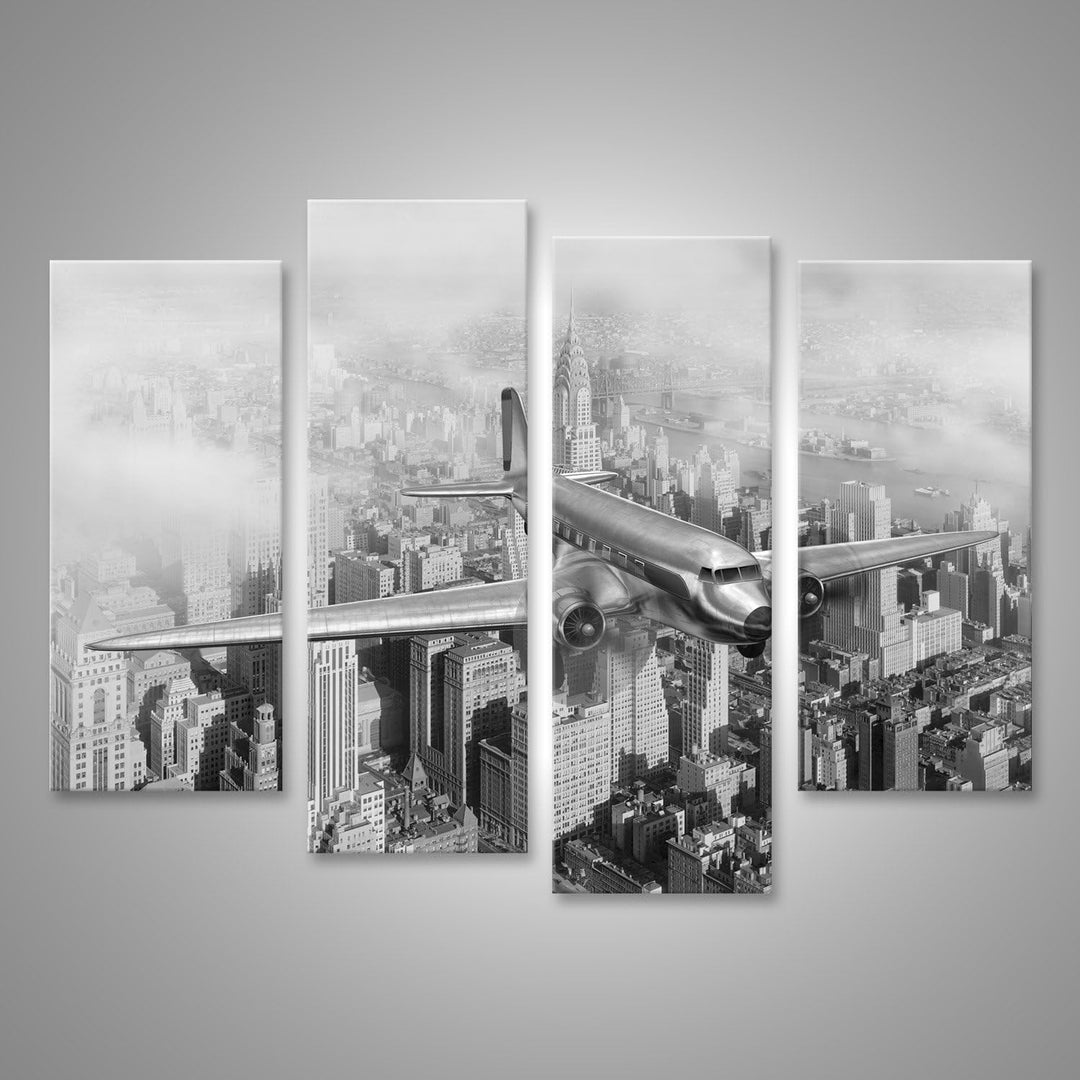 islandburner Bild auf Leinwand Vintage Bild Von Einer Douglas Dc Über New York City Wandbild Poster