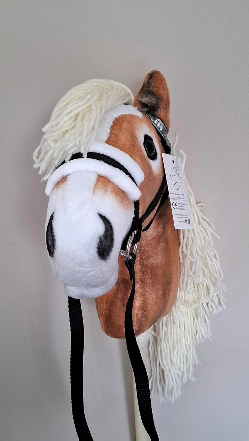 Set Hobby Horse A3 + Abnehmbare Trense & Halfter | Grosses Steckenpferd Haflinger | Abnehmbare Trens