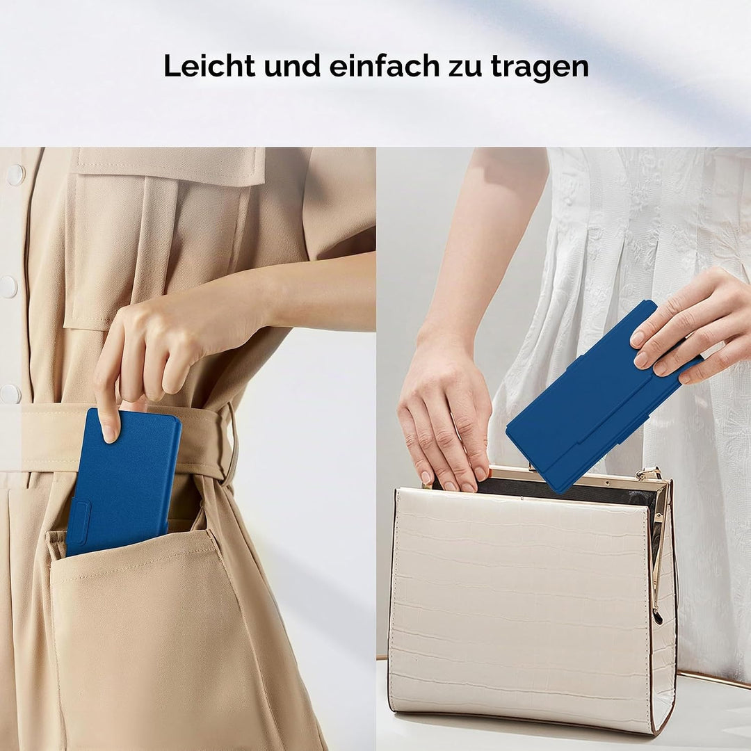 CACOE Bluetooth Tastatur mit Ständer, Mini Tastatur für Handy, Ultraflache Tragbare, Faltbare, Dual-