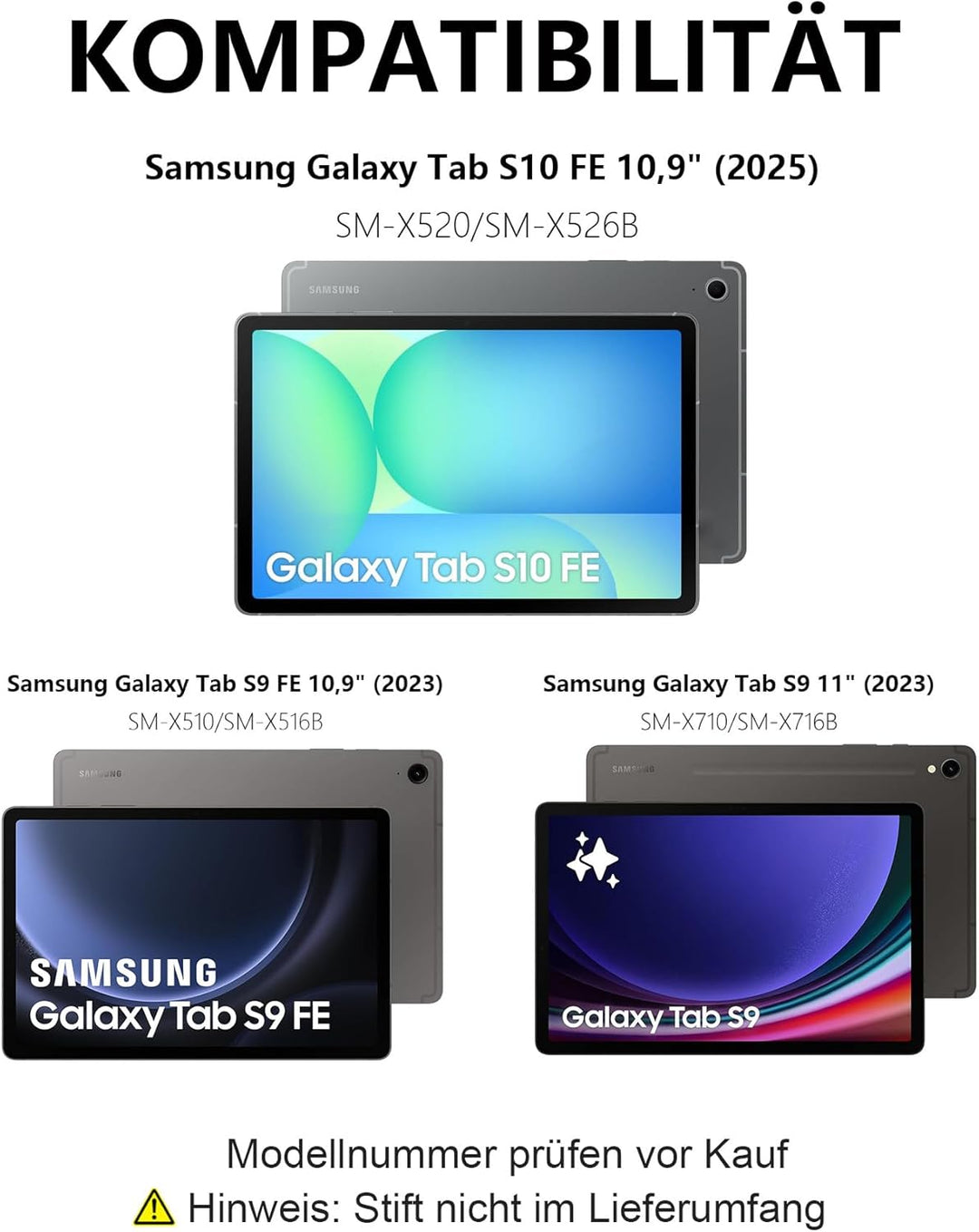 Occtingkind, Ergonomische Hülle mit Tastatur für Samsung Galaxy Tab S10 FE/S9 FE/S9 10,9/11 Zoll 202
