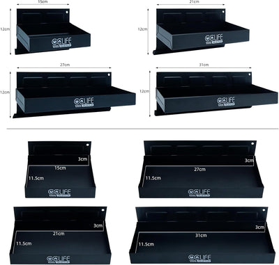 CCLIFE 4tlg Magnet Ablagen Schwarzes 150-210-270-310mm Magnetschale Werkzeug Halterung für Werkstatt