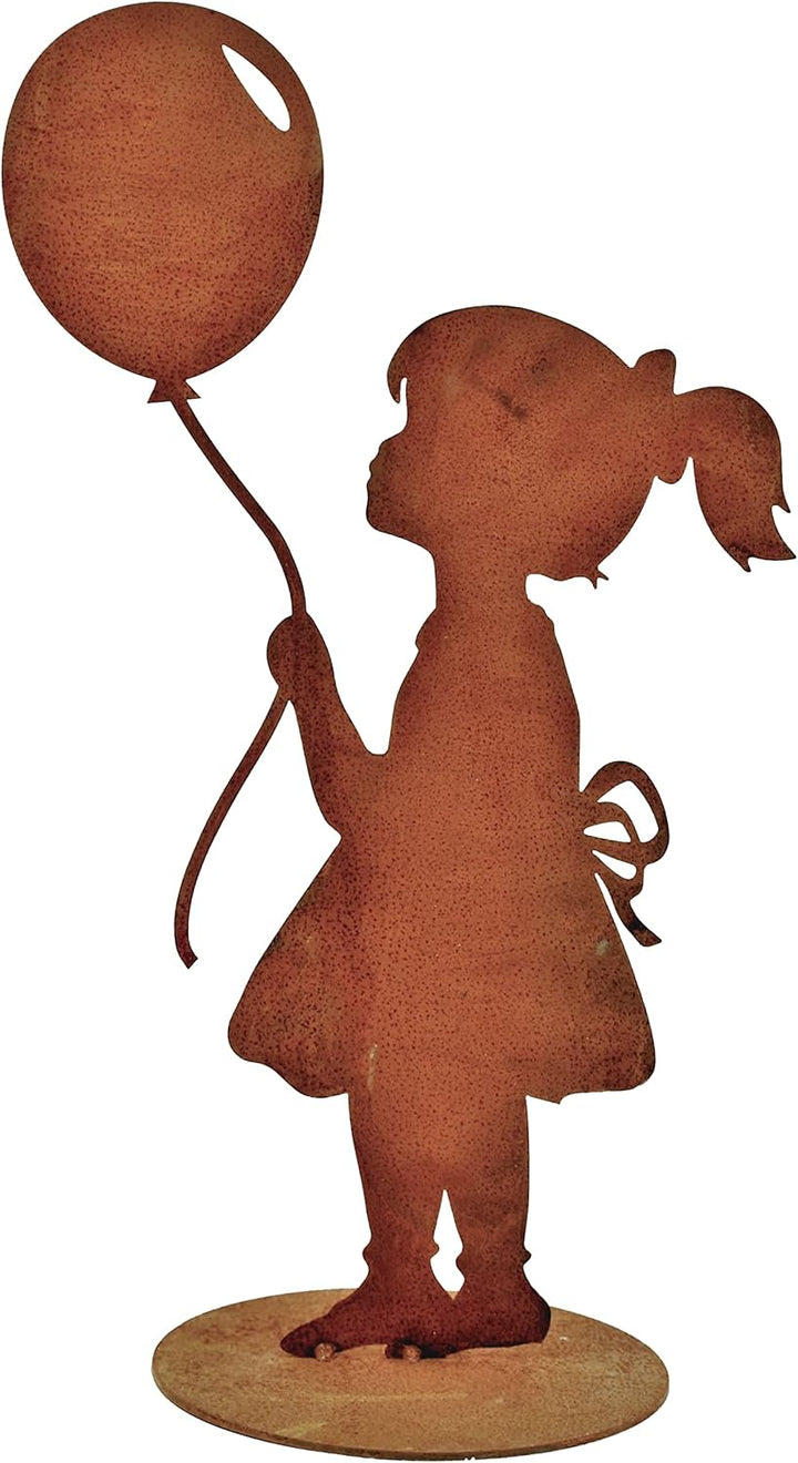 Rostikal Mädchen mit Luftballon und Namen 52 cm personalisierte Gartendeko Rost Figur mit Name Mädch