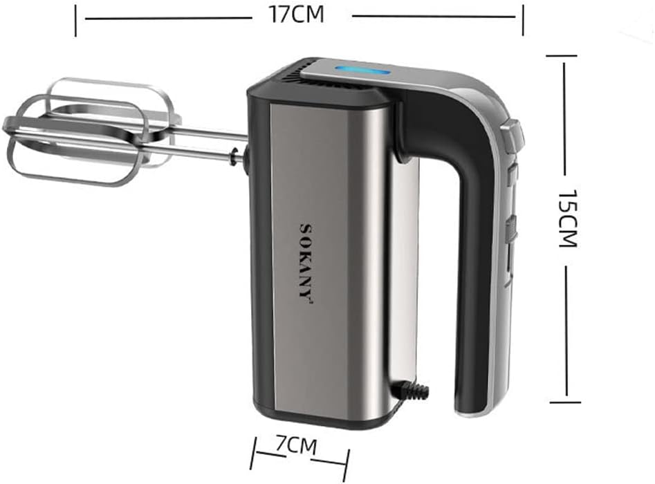 SOKANY 800W Handrührgerät Edelstahlkneter Handmixer, 5 Geschwindigkeiten mit Exit-Taste, Handrührer