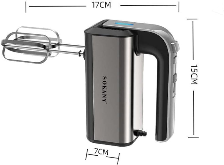 SOKANY 800W Handrührgerät Edelstahlkneter Handmixer, 5 Geschwindigkeiten mit Exit-Taste, Handrührer