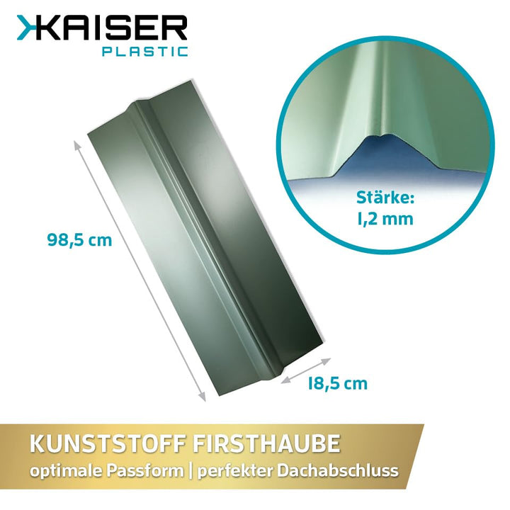 KAISER plastic® Firsthaube Grün | Wellplatten Dach Abdeckung, Welldach Kunststoff | Dachplatten wett