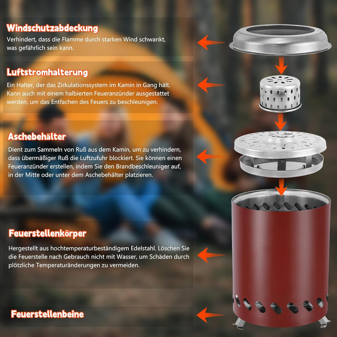 Mini Feuerschale für den Garten 14cm ⊘ * 20cm H, Campingkocher für den Aussenbereich die Ideal für B