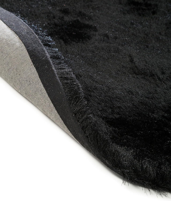 Benuta Shaggy Hochflor Teppich Whisper Schwarz ø 80 cm Rund | Langflor Teppich für Schlafzimmer und