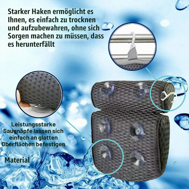 Badewannenkissen aus weichem Memory-Schaum, rutschfest, für Nacken und Rücken, mit 4D-Belüftung und