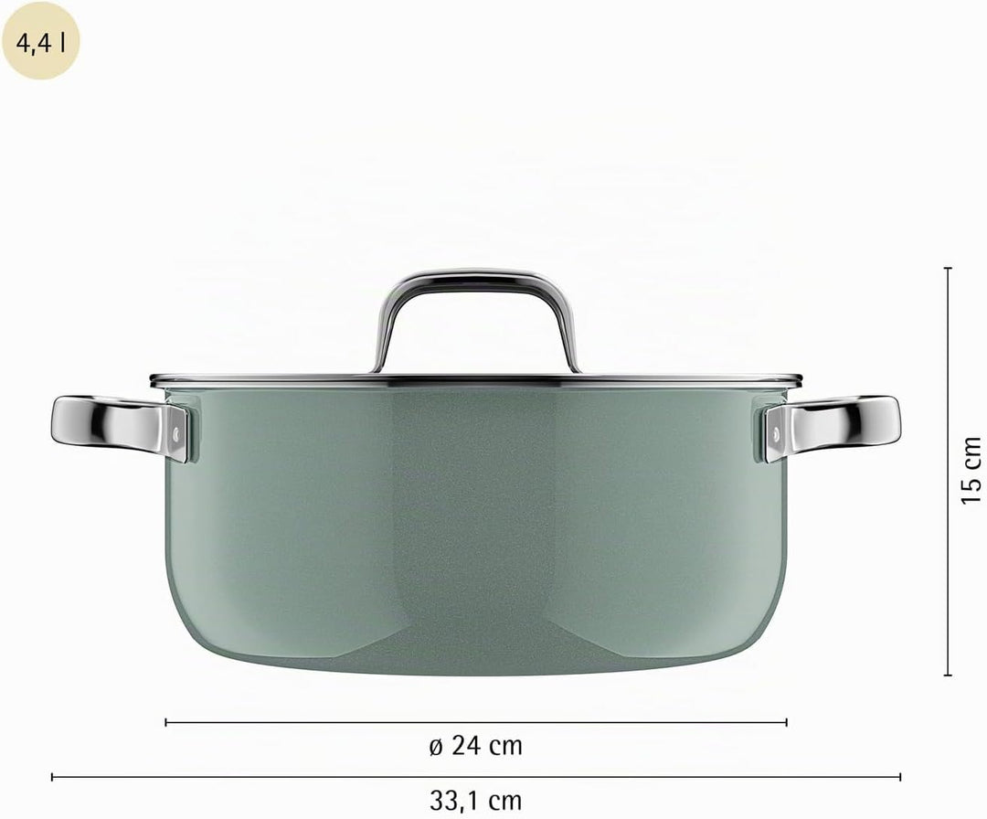 WMF Fusiontec Mineral Pro, Bratentopf mit Deckel 24 cm, langlebiges, kratzfestes Material, Topf Indu
