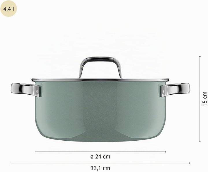 WMF Fusiontec Mineral Pro, Bratentopf mit Deckel 24 cm, langlebiges, kratzfestes Material, Topf Indu