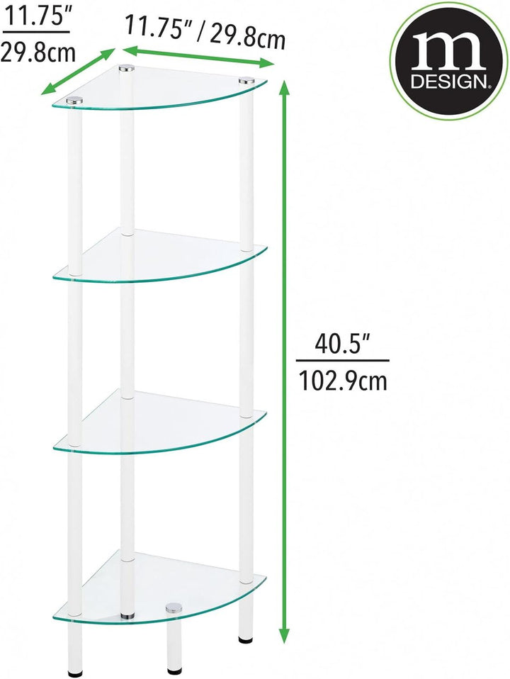 mDesign Eckregal – Standregal mit 4 Ablagen für Bad, Flur, Büro oder Schlafzimmer – stehendes Regal