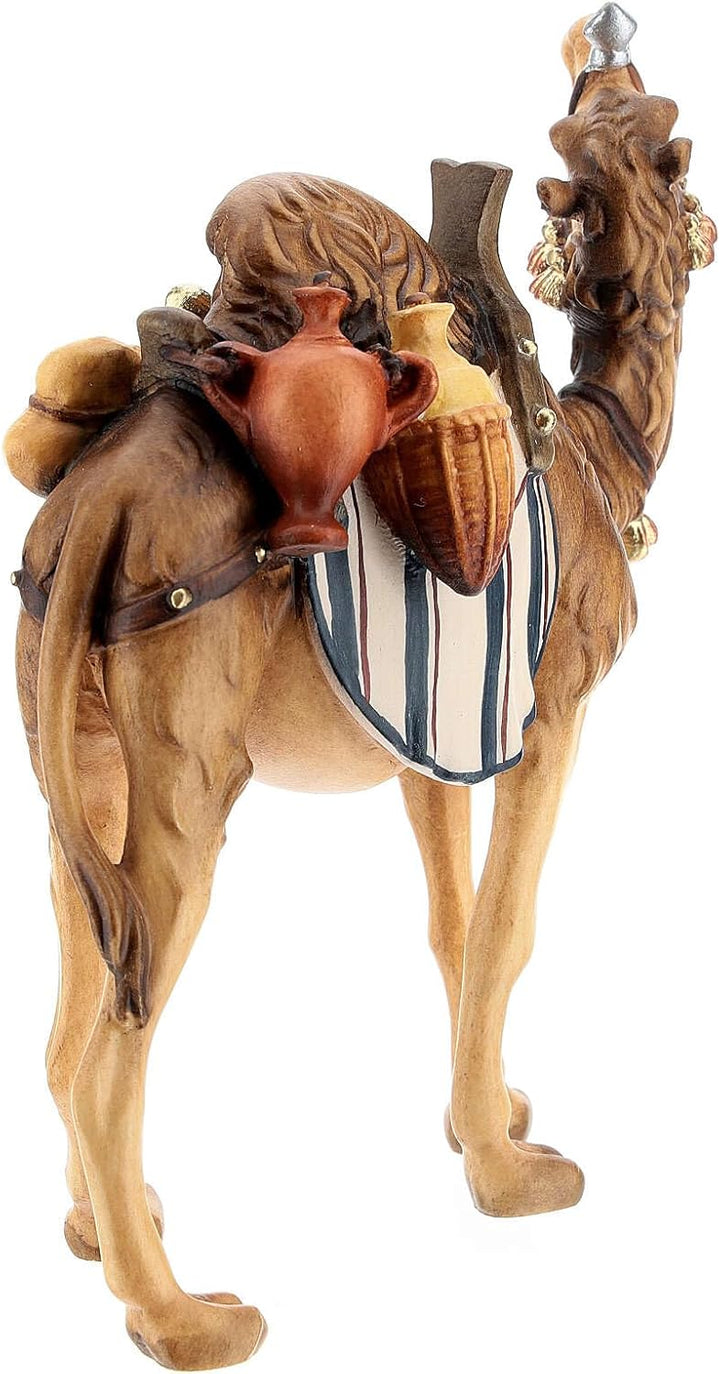 Holyart Kamel mit Beladung für Krippe Mod. Kostner Grödnertal Holz 12cm