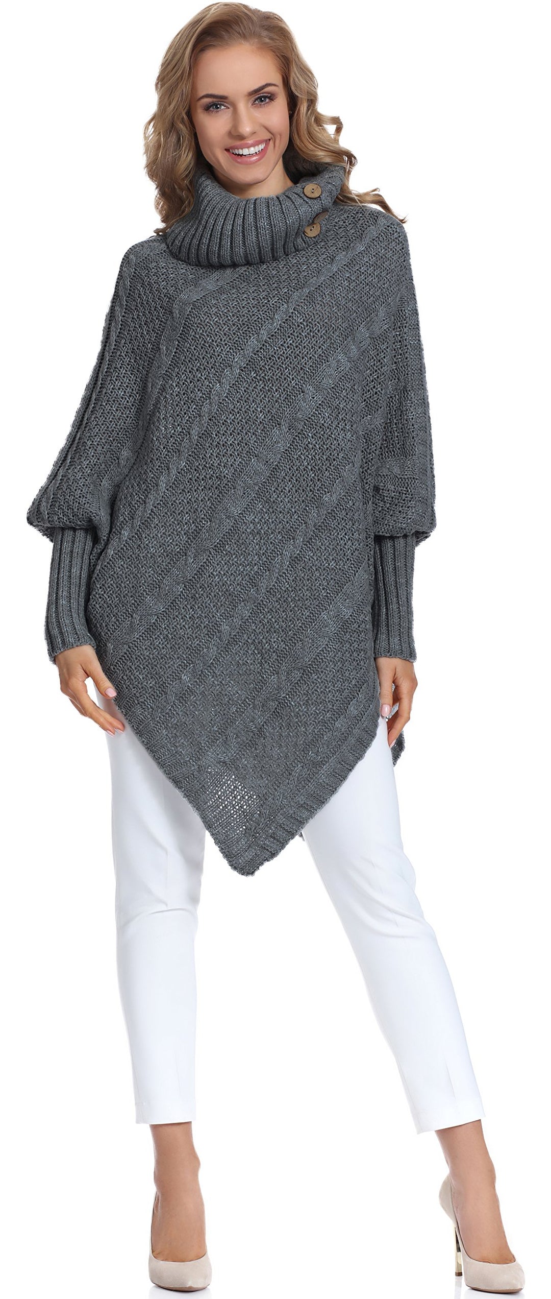 Merry Style Damen Poncho C46l4 Einheitsgrösse Graphite, Einheitsgröße Graphite