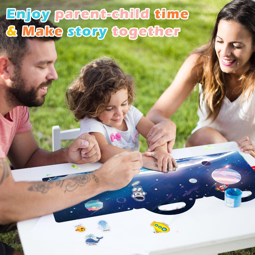 GUYUCOM Sticker Set 4 Stück - Wiederverwendbares Stickerbuch für Mädchen ab 2 Jahre, 3D Aufkleber Th