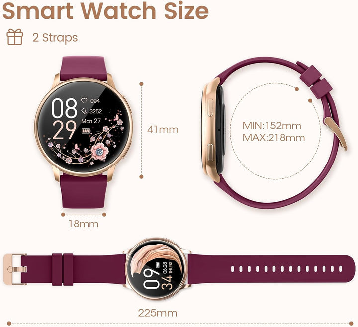 RUXINGX Smartwatch Damen mit Telefonfunktion 1.27" HD Voll Touch Screen, Armbanduhr mit SpO2 Pulsuhr
