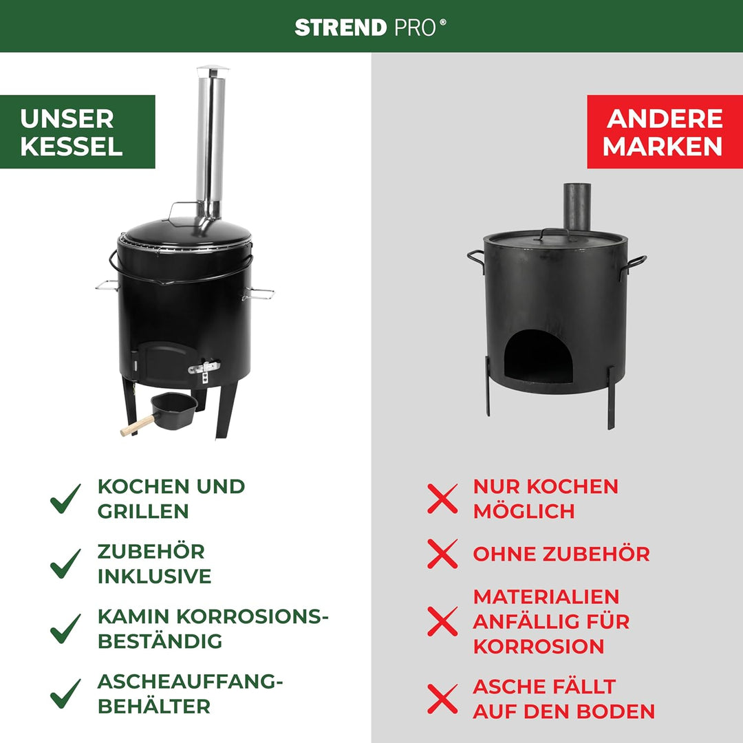 STREND PRO Gulaschkanone 14 Liter Komplett-Set | emaillierter Gulaschkessel Kazan Kasan Gulyas | Out