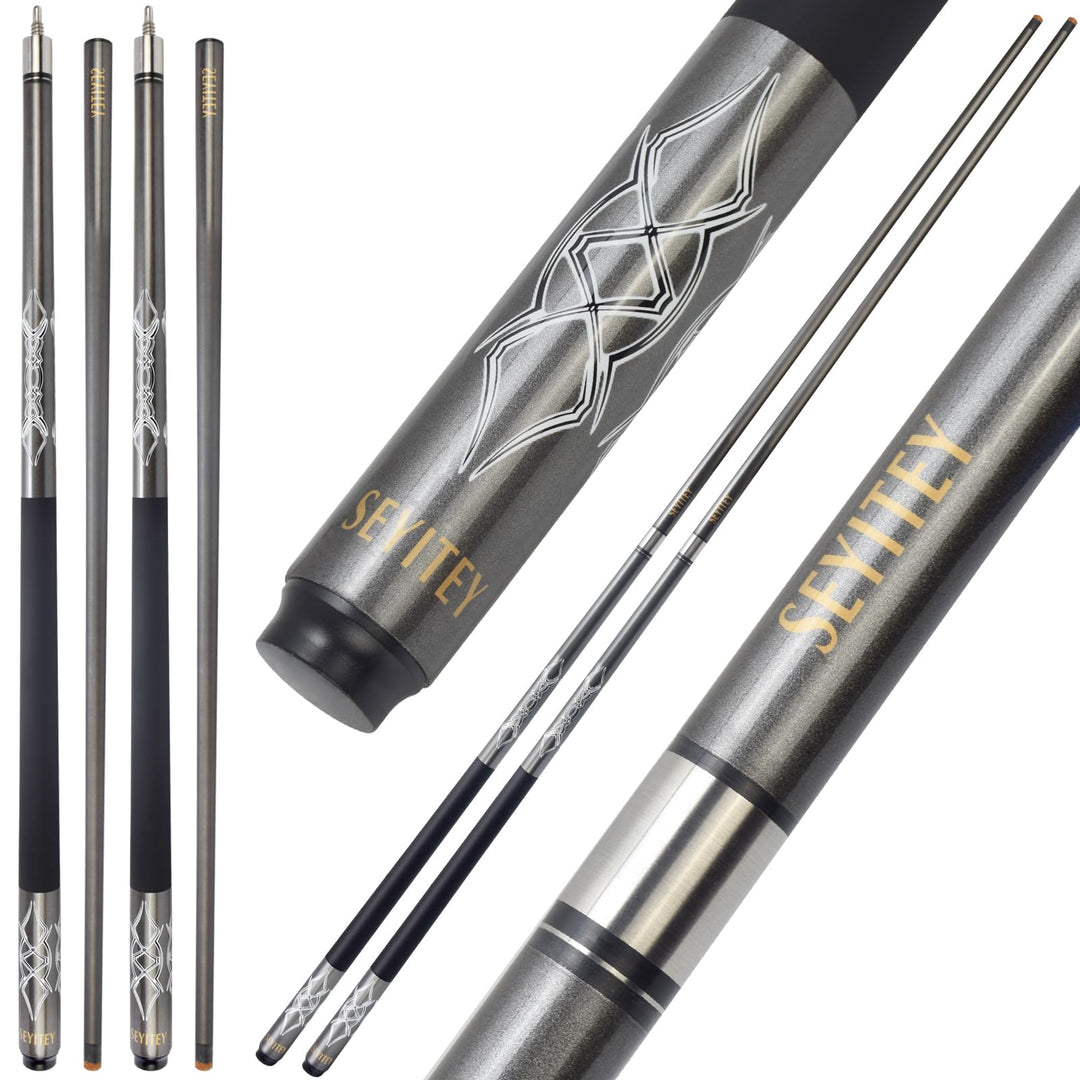 Professionelle Billardqueues, 147,7 cm, Carbon, langlebig, kleiner Kopf, Poolqueues, Billardstock, S