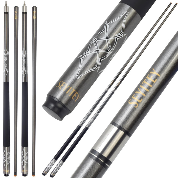 Professionelle Billardqueues, 147,7 cm, Carbon, langlebig, kleiner Kopf, Poolqueues, Billardstock, S