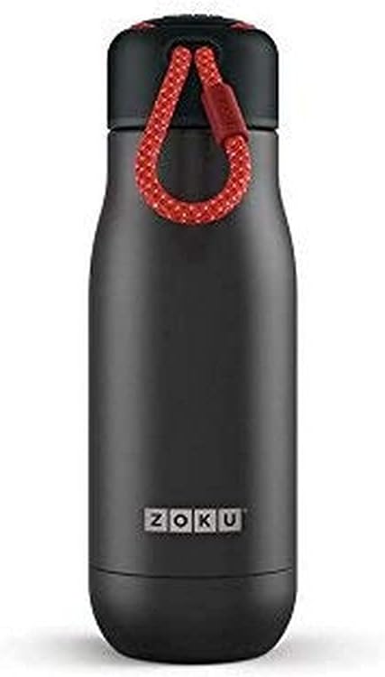 Zoku Trinkflasche 350 ml, Edelstahl, Schwarz, 6.7 x 6.7 x 21 cm, 1 Einheiten, Schwarz