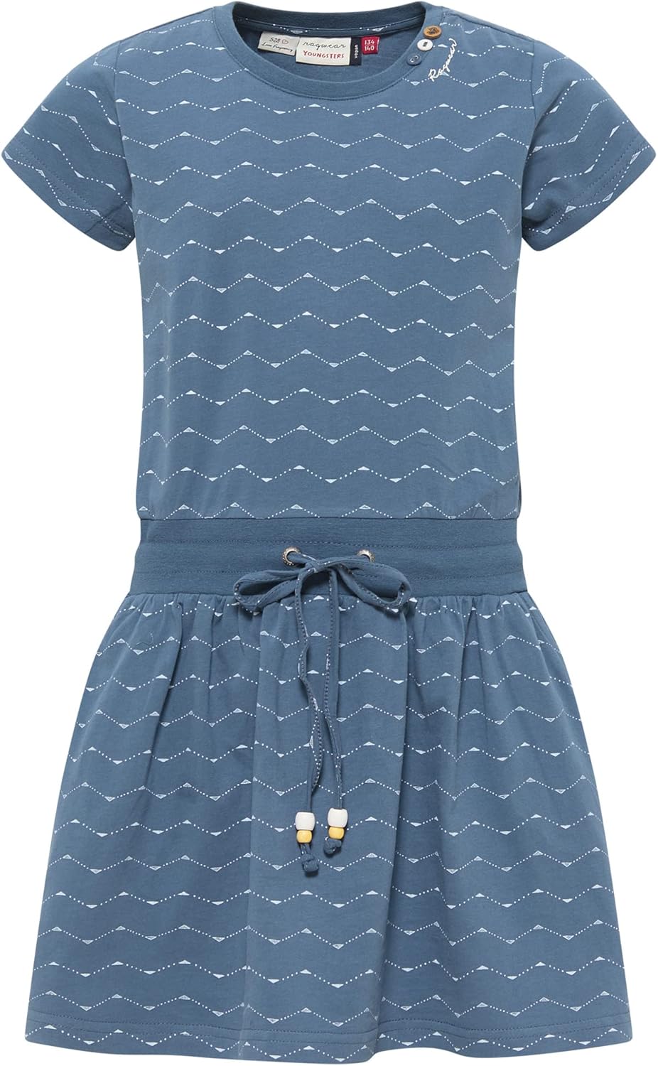 Ragwear Mädchen Kleid MAGY Zig ZAG Sommerkleid in sommerlichen Farben aus weicher Baumwolle 128 Blau