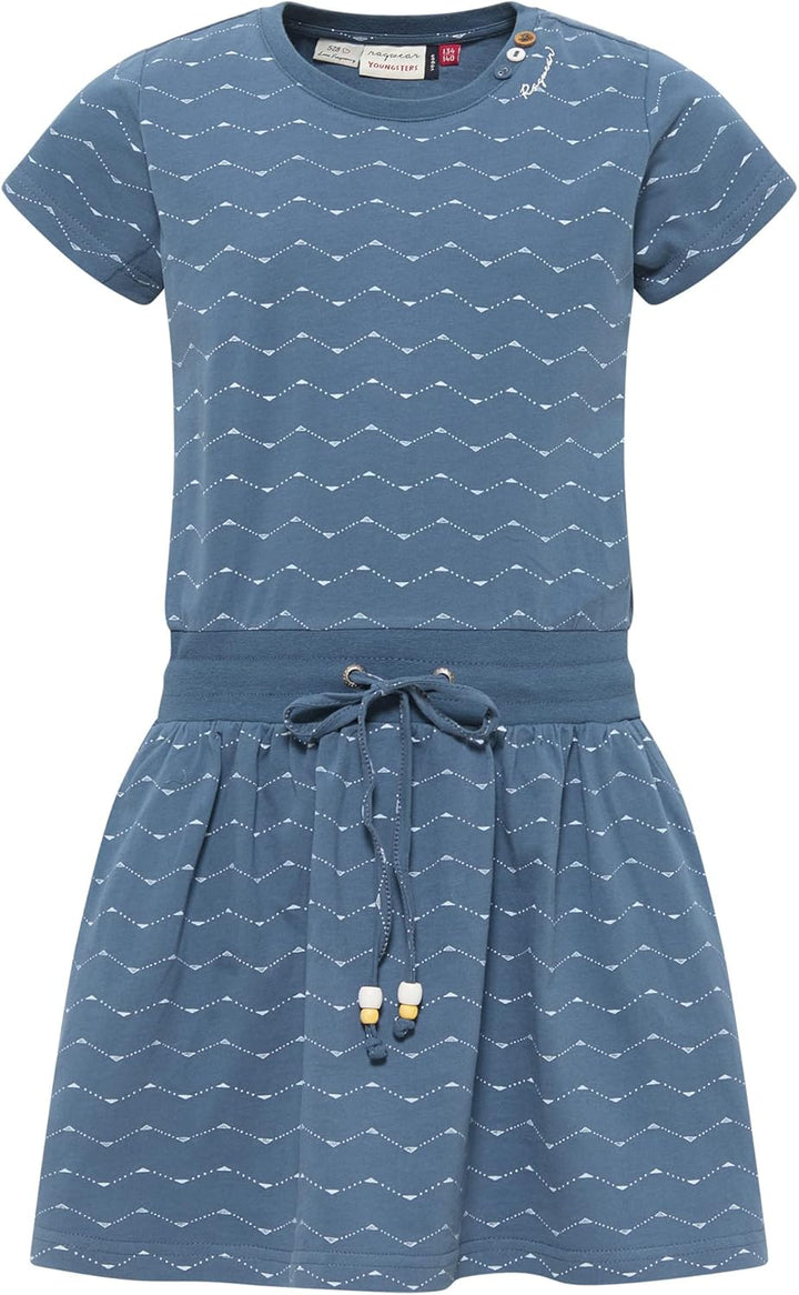 Ragwear Mädchen Kleid MAGY Zig ZAG Sommerkleid in sommerlichen Farben aus weicher Baumwolle 128 Blau