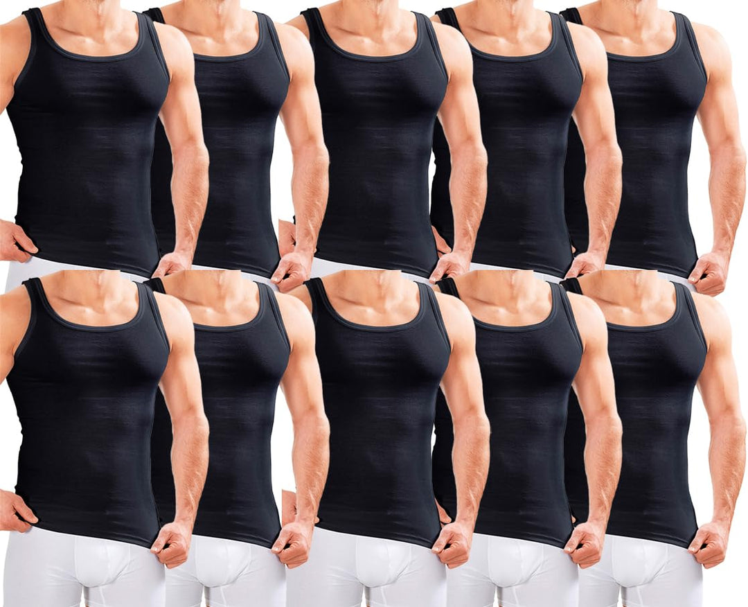 MERISH Herren Unterhemd 5er Pack Tank Top Feinripp Baumwolle 400 M 400d-10 Schwarz 10er Set, M 400d-