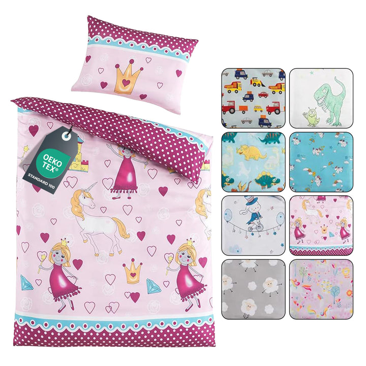 BaSaTex Kinder Baby Bettwäsche Set für Mädchen und Jungen | 100x135 cm + 40x60 cm | 100% Polyester M