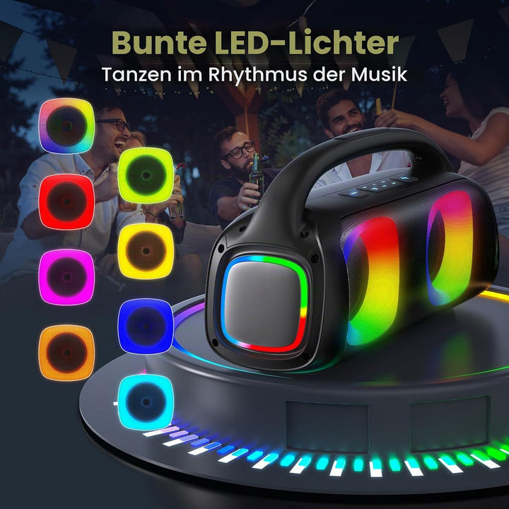 JYX Tragbarer Karaoke Maschine,Karaoke mit 60W Bluetooth Lautsprecher,2 Kabellosen Karaoke-MikrofonW