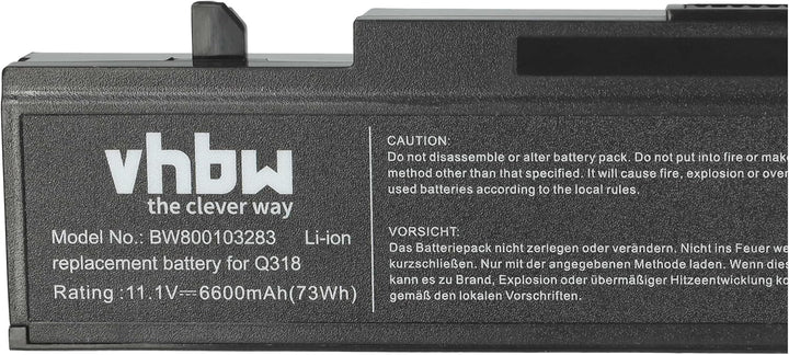 vhbw Li-Ion Akku 6600mAh (11.1V) schwarz kompatibel mit Notebook Laptop Samsung RV410, RV415, RV509,