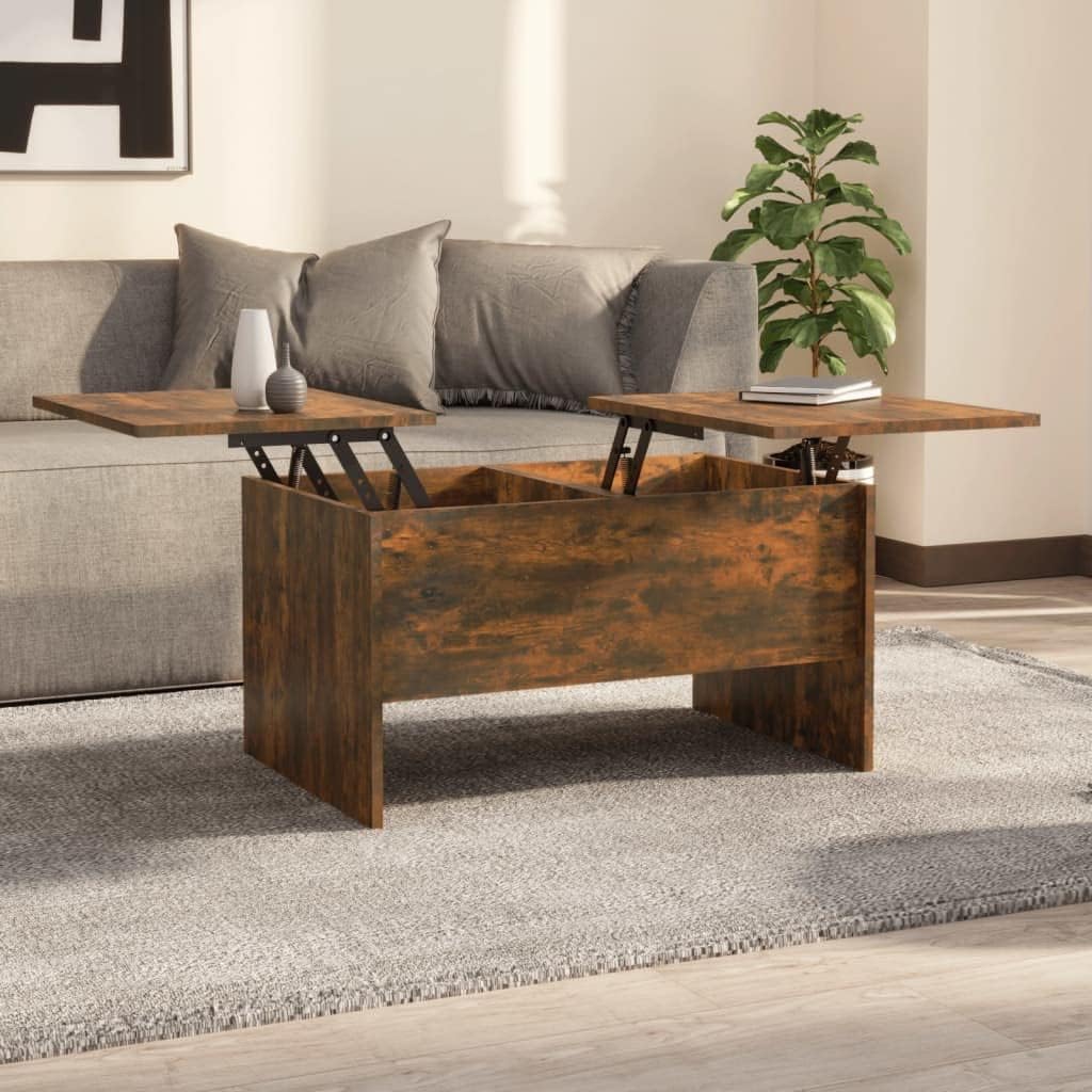 WIFESE Couchtisch Höhenverstellbar 80x50x42,5 cm Beistelltisch Holz Wohnzimmertisch Modern Stilvolle