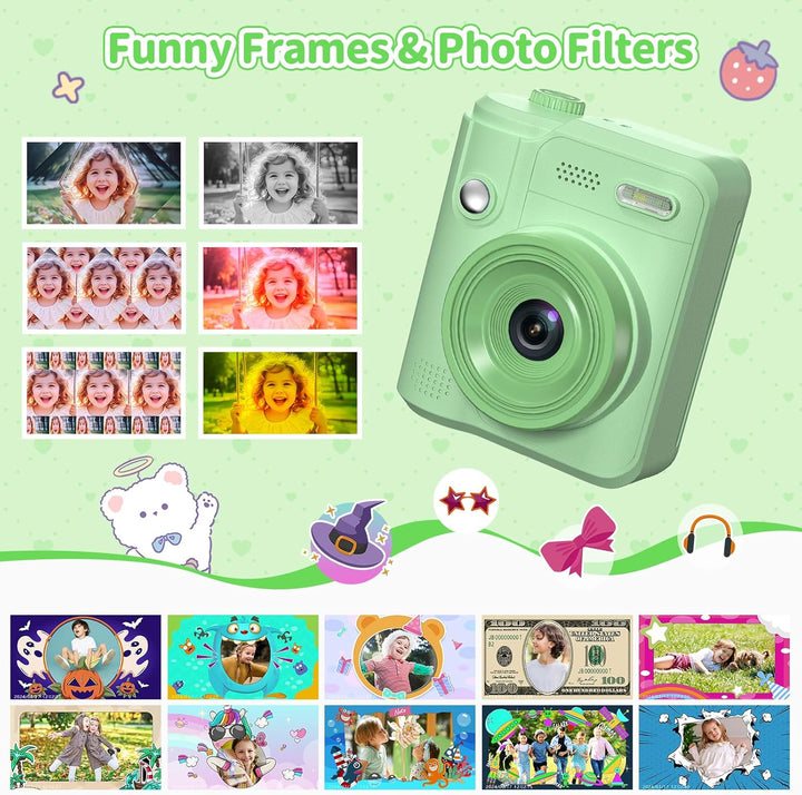 Gofunly Sofortbildkamera Kinder, 1080P HD Kinderkamera Sofortbildkamera mit 32GB Karte & DruckerPapi