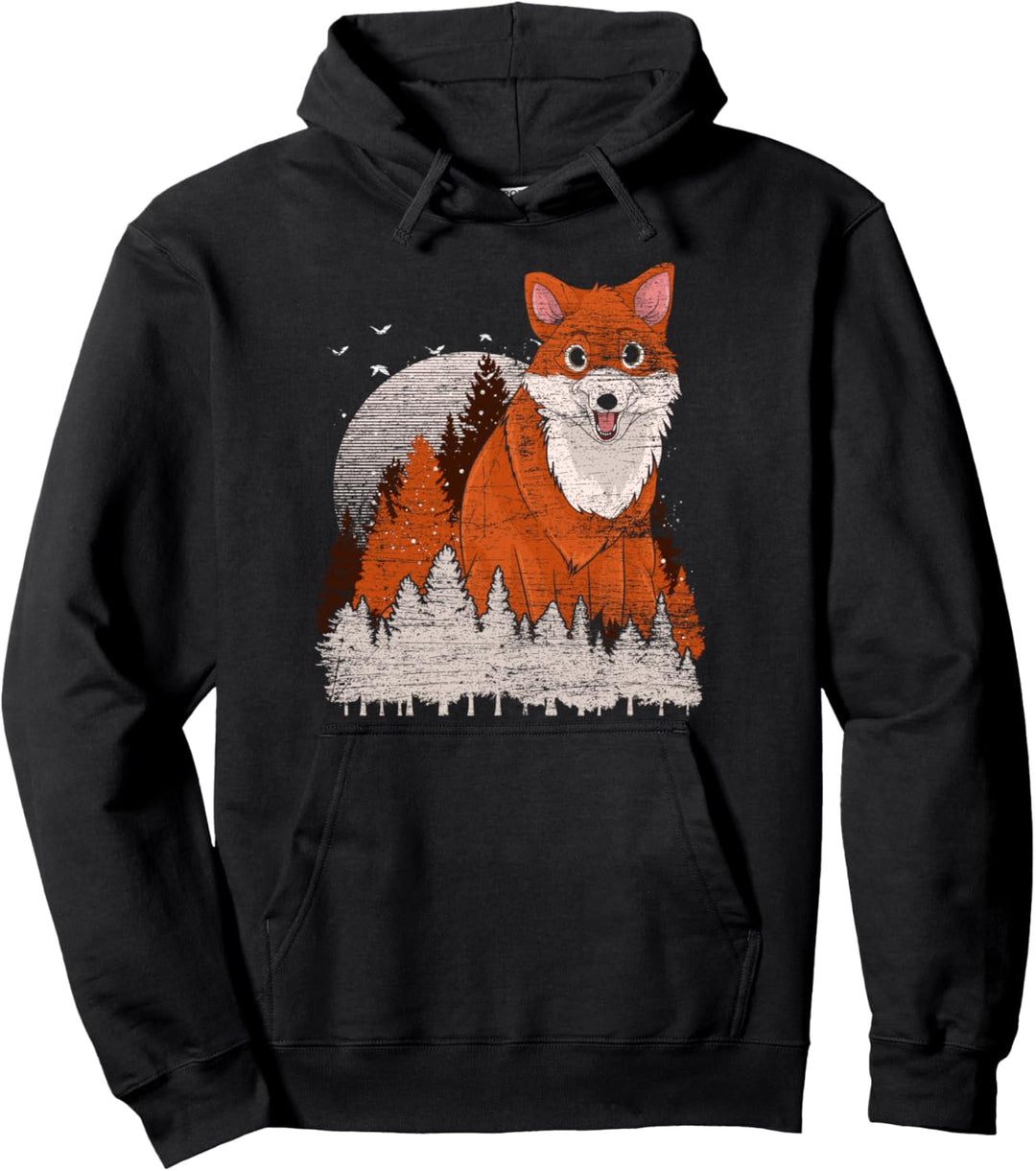Waldbewohner Tierfreund Vollmond Mondlicht Niedliches Fuchs Pullover Hoodie