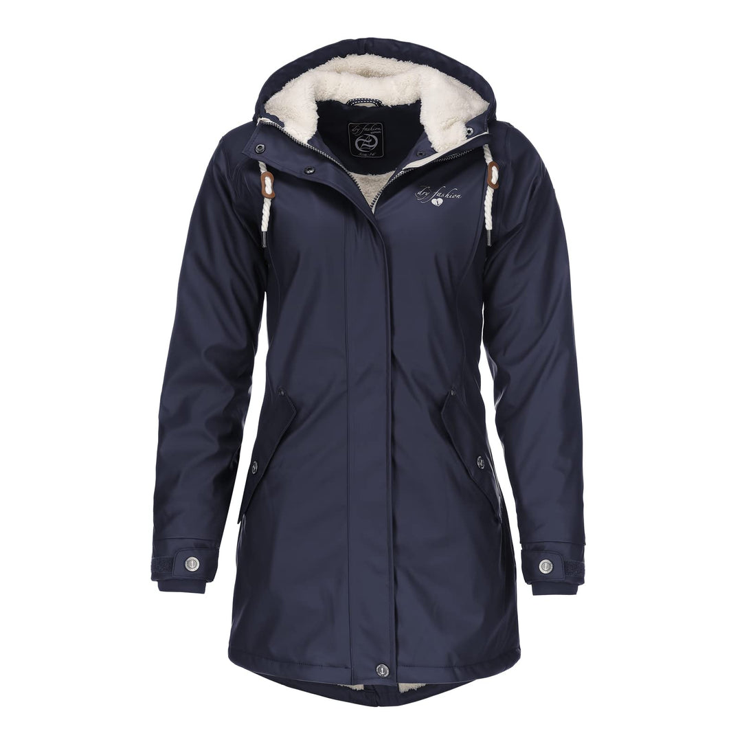 Dry Fashion Damen Regenmantel Malmö - Frauen Regenjacke Jacke mit Kapuze Lang Winddicht Wasserdicht